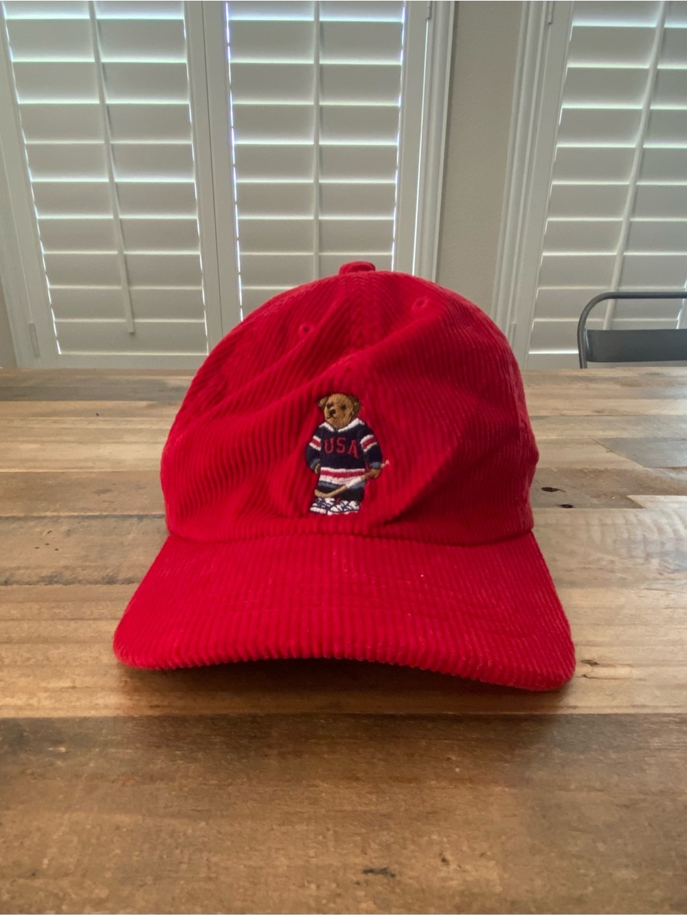 Ralph Lauren Polo Bear Red Corduroy Baseball Cap